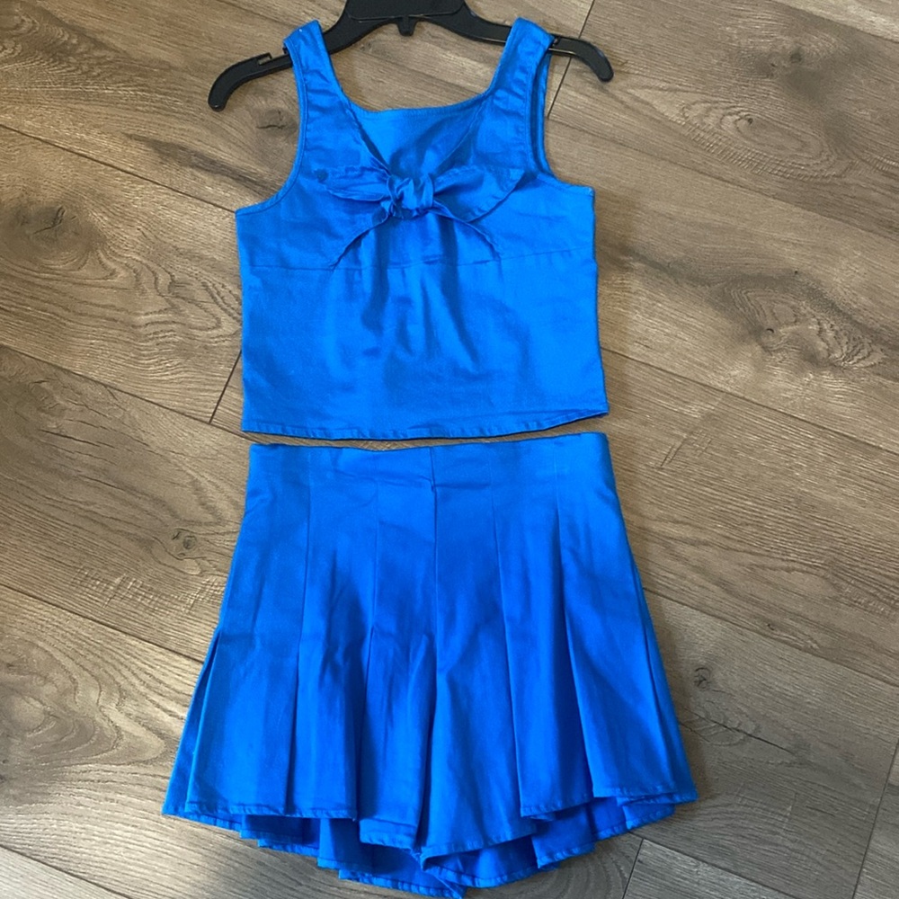 Habitual Girls Bright Blue Two-Piece Bow Tank & Skirt Set